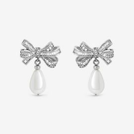 Jon Richard Cubic Zirconia Bow and Pearl Stud Earrings
