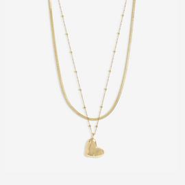 Jon Richard Yellow Gold Double Heart Pendant Necklace