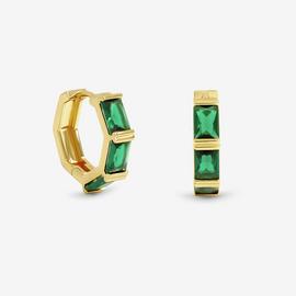 Jon Richard Gold Plated and Emerlald Stone Hoop Earrings