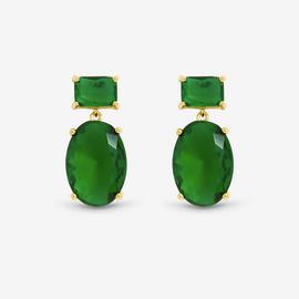 Jon Richard Gold Plated Crystal and Emerald Drop Earrings