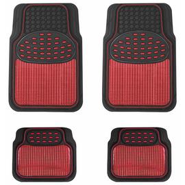 Streetwize Heavy-Duty Rubber Car Mat Set - Red Trim