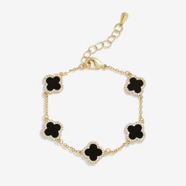 Jon Richard Gold Plated Jet Enamel Clover Bracelet