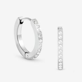 Jon Richard Silver Plated Crystal Huggie Hoop Earrings