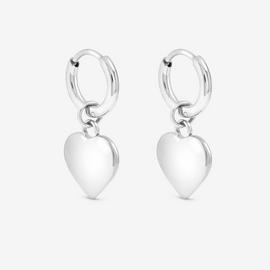 Jon Richard Silver Plated Heart Charm Hoop Earrings