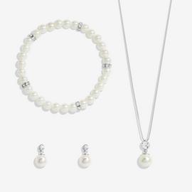 Jon Richard Silver Plated And Crystal Pearl Set