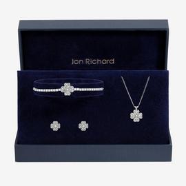 Jon Richard Silver Plated and Pave Clover Trio Set