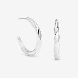 Jon Richard Silver Polished Twist Hoop Earrings