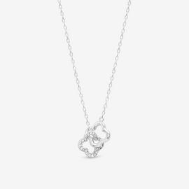 Simply Silver Pave Clover Interlink Necklace