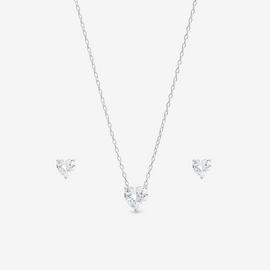 Simply Silver 925 Cubic Zirconia Bezel Heart Set