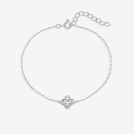 Simply Silver Sterling Silver Cubic Zirconia Clover Bracelet