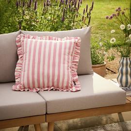 Argos Home Pink Striped Outdoor Cushion with Frill
