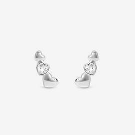 Simply Silver 925 Cubic Zirconia Heart Climber Earrings