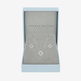 Simply Silver Cubic Zirconia Pave Open Clover Set