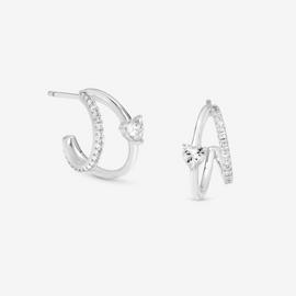 Simply Silver 925 Double Row Heart Hoop Earrings