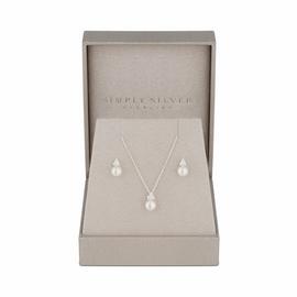 Simply Silver Pearl Pendant and Earring Set
