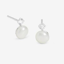 Simply Silver Pearl and Cubic Zirconia Stud Earrings