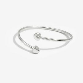 Simply Silver Polished Puff Heart Cuff Bracelet