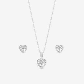 Simply Silver Polished Tree of Love Set