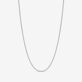 Simply Silver Textured Chain Pendant Necklace