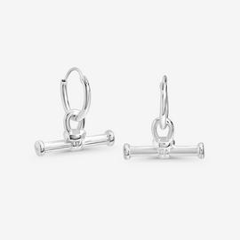 Simply Silver 925 Textured T Bar Hoop Earrings