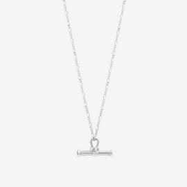 Simply Silver Textured T Bar Pendant Necklace