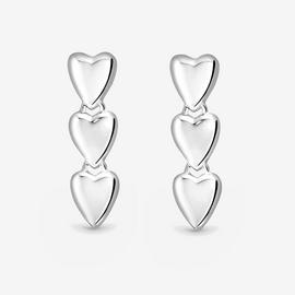 Simply Silver Triple Heart Drop Earrings