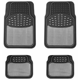 Streetwize Heavy-Duty Rubber Car Mat Set - Chrome Trim