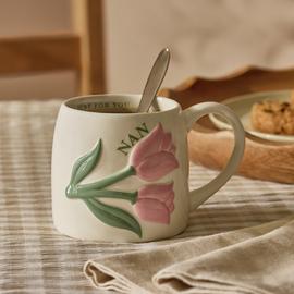 Argos Home Nan Pink Tulip Cream Mug
