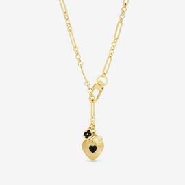 Lipsy Gold Tone & Jet Heart Charm Necklace