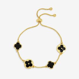 Lipsy Yellow Gold And Jet Clover Toggle Bracelet
