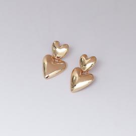 Lipsy Gold Plated Puffed Heart Drop Earrings