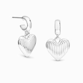 Lipsy Silver Plated Ridged Heart Huggie Hoop Earrings