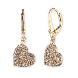 DKNY Yellow Gold Heart Cubic Zirconia Drop Earrings