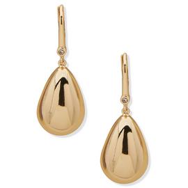 DKNY Gold Tone Puffy Teardrop Earrings