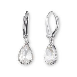DKNY Silver Tone Pave Crystal Teardrop Earrings
