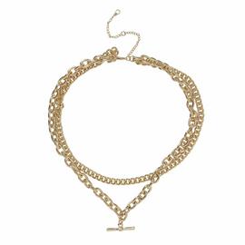 Liars & Lovers Gold Tone T-Bar Multiple Layered Necklace
