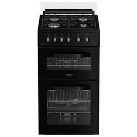 Hotpoint HDG5GCB 50cm Double Oven Gas Cooker - Black