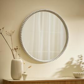 Argos Home Grey Beaded Wooden Round Wall Mirror - 76x76cm