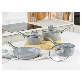 Salter Marblestone 4 Piece Aluminium Pan Set - Grey