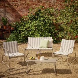 Habitat Stripe 4 Seater Metal Patio Set - Grey