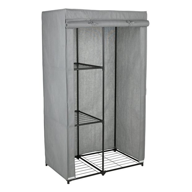 Buy Argos Home Covered Single Wardrobe With Storage Grey Clothes Rails And Canvas Wardrobes Argos