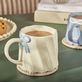 Argos Home Scalloped Blue Bow Cream Mug