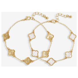 Lipsy Gold Mother Of Pearl Clover Bracelets - Pack of 2