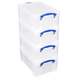 Really Useful 4 x 9L Plastic Storage Boxes - Clear