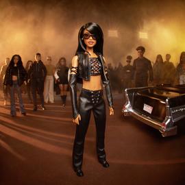 Barbie Signature Aaliyah Doll in Black Faux Leather Outfit