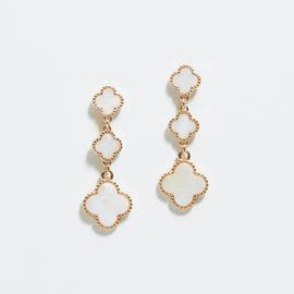 Lipsy Gold Mother Of Pearl Clover Linear Drop Earrings