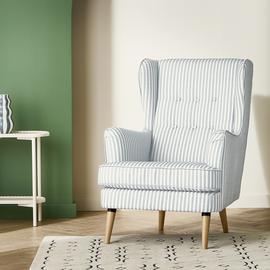 Habitat Callie Fabric Wingback Chair - Blue Stripe