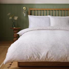 Argos Home Cotton Ditsy Floral Trim Grey Bedding Set - King