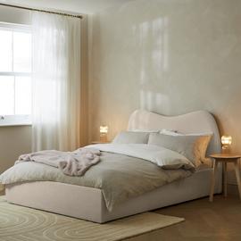 Habitat Orton Fabric Kingsize End Lift Ottoman Bed - Beige