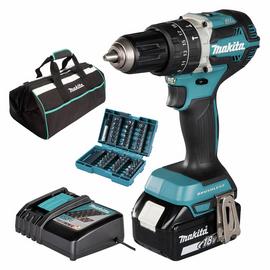 Makita Combi Drill Kit & Accessory Set - 18V